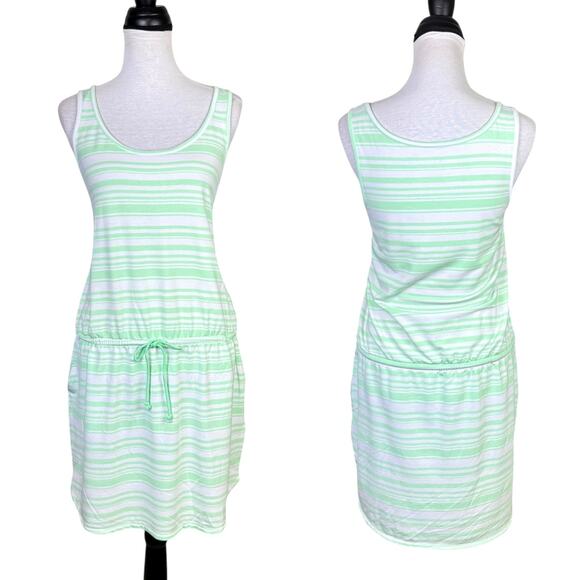 New York & Company NWT Neon Green Stripe Sleeveless Mini Tank Dress Coverup - Picture 1 of 10